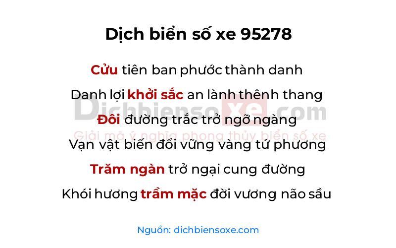 Dịch thơ biển số 95278