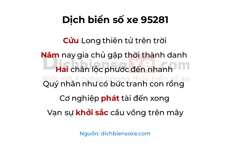 Dịch thơ biển số 95281