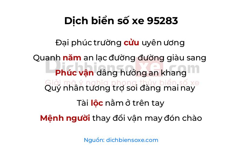Dịch thơ biển số 95283