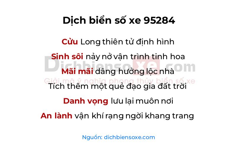 Dịch thơ biển số 95284