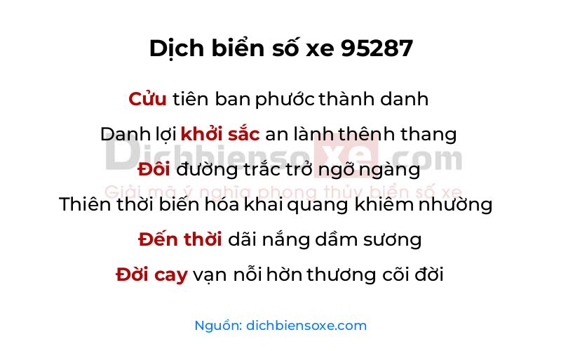 Dịch thơ biển số 95287