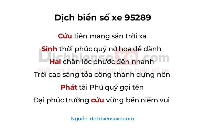 Dịch thơ biển số 95289