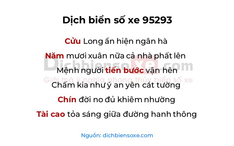 Dịch thơ biển số 95293