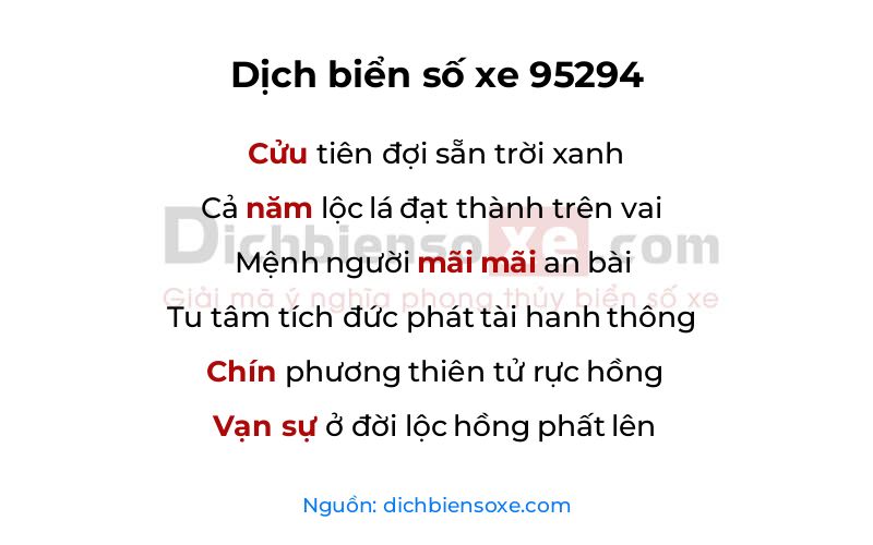 Dịch thơ biển số 95294