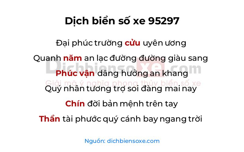 Dịch thơ biển số 95297