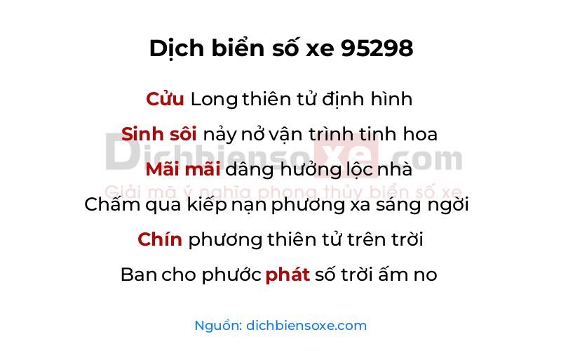 Dịch thơ biển số 95298