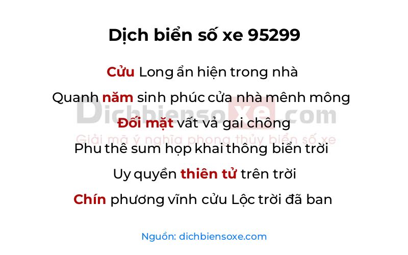 Dịch thơ biển số 95299