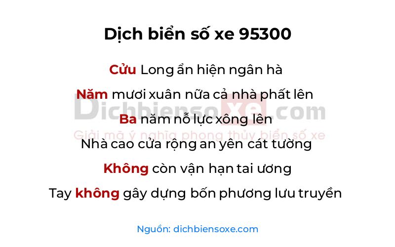 Dịch thơ biển số 95300