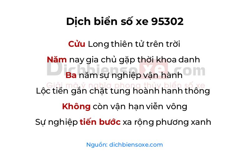 Dịch thơ biển số 95302