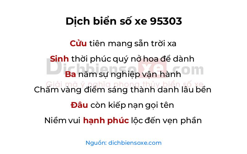 Dịch thơ biển số 95303