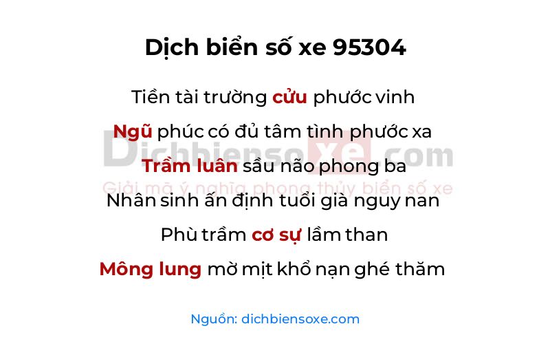 Dịch thơ biển số 95304