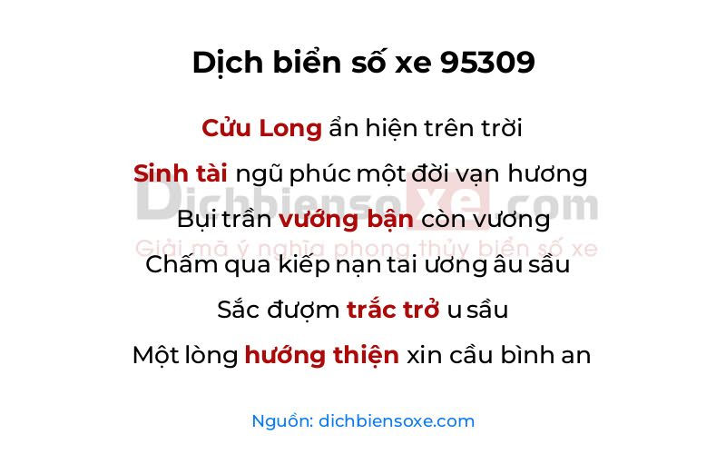Dịch thơ biển số 95309
