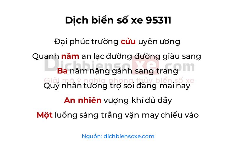 Dịch thơ biển số 95311