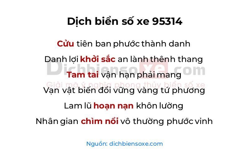 Dịch thơ biển số 95314