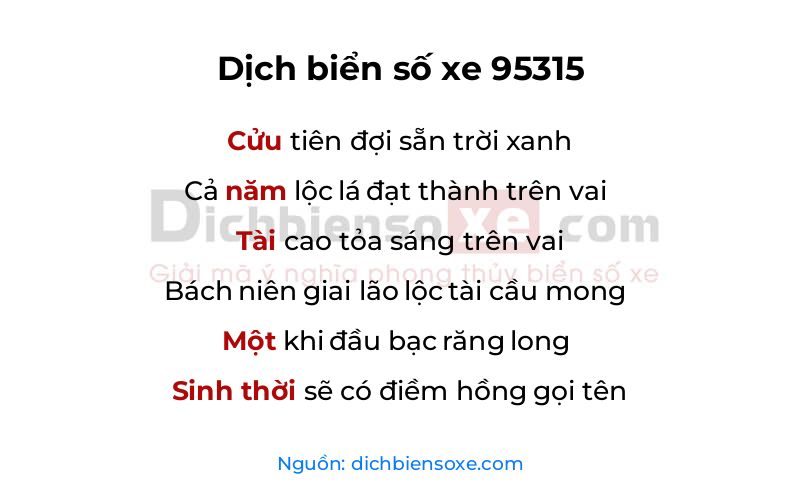 Dịch thơ biển số 95315
