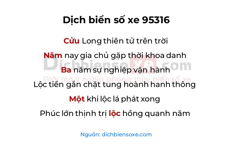 Dịch thơ biển số 95316