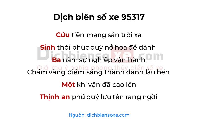 Dịch thơ biển số 95317