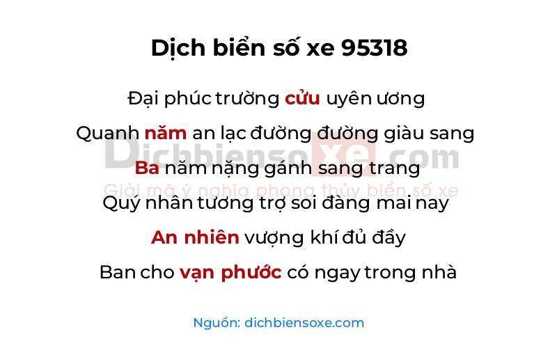 Dịch thơ biển số 95318