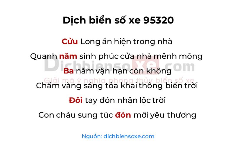 Dịch thơ biển số 95320