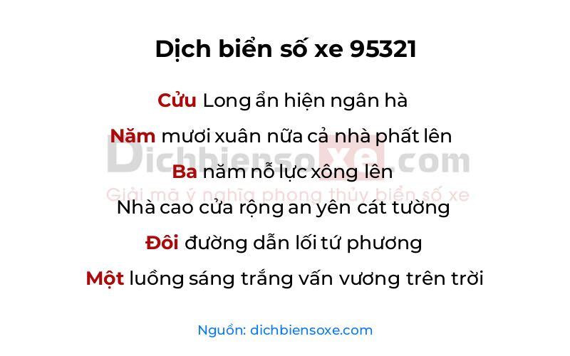 Dịch thơ biển số 95321