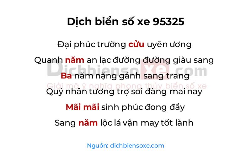 Dịch thơ biển số 95325