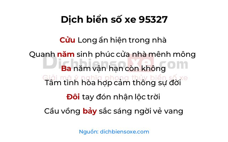 Dịch thơ biển số 95327