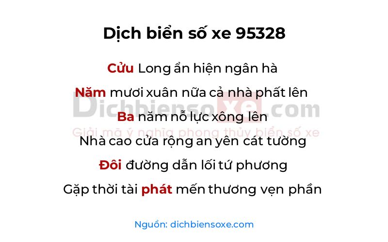 Dịch thơ biển số 95328