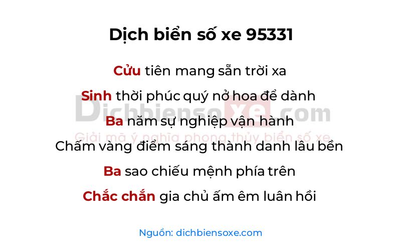Dịch thơ biển số 95331