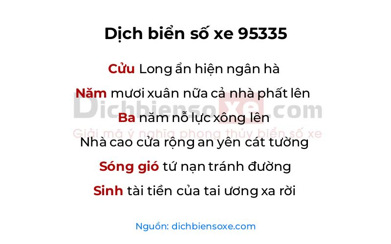 Dịch thơ biển số 95335