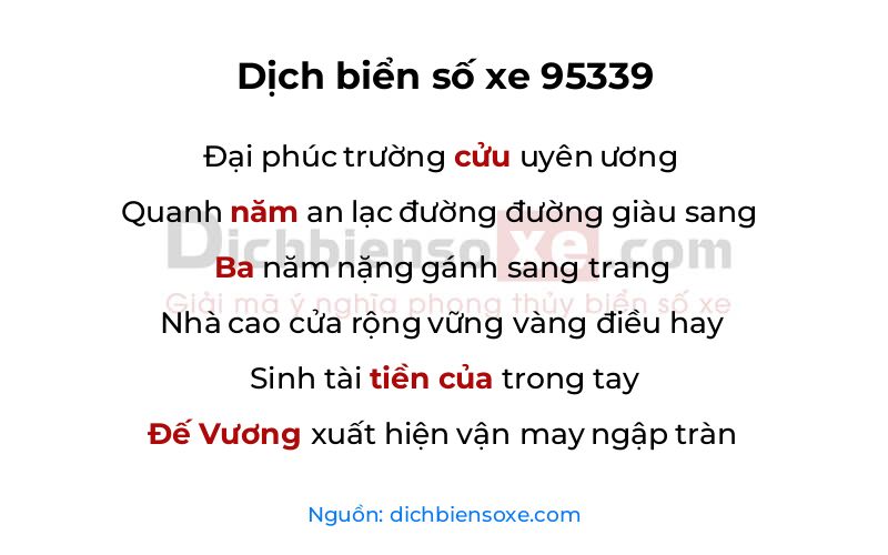 Dịch thơ biển số 95339