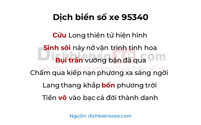 Dịch thơ biển số 95340
