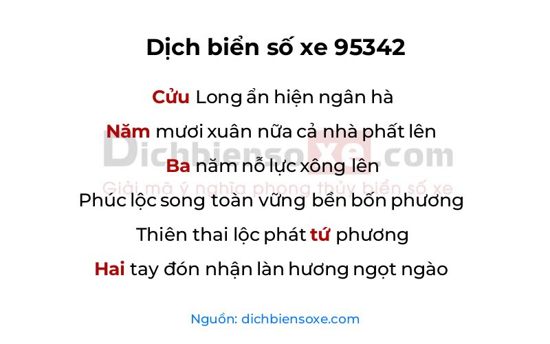 Dịch thơ biển số 95342