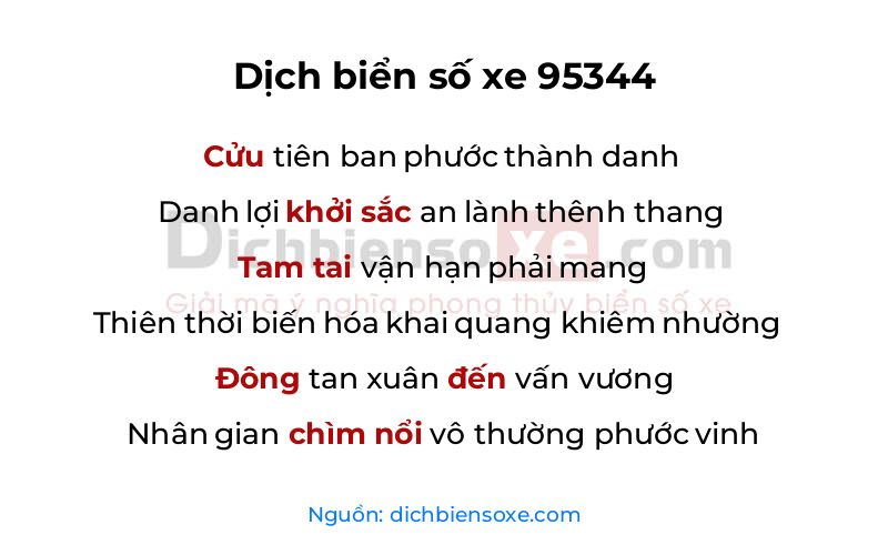 Dịch thơ biển số 95344
