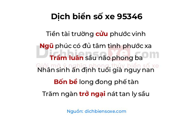 Dịch thơ biển số 95346