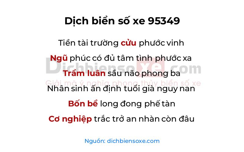 Dịch thơ biển số 95349