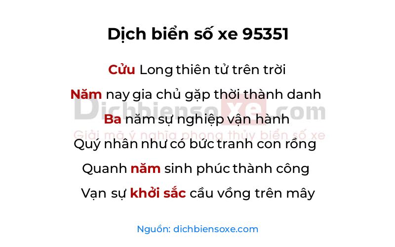 Dịch thơ biển số 95351