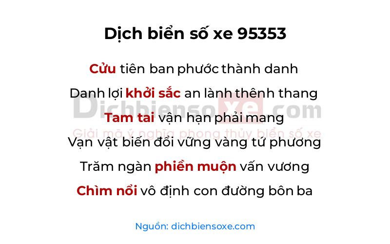 Dịch thơ biển số 95353