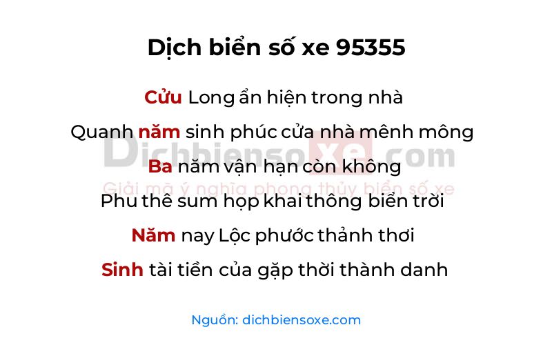 Dịch thơ biển số 95355