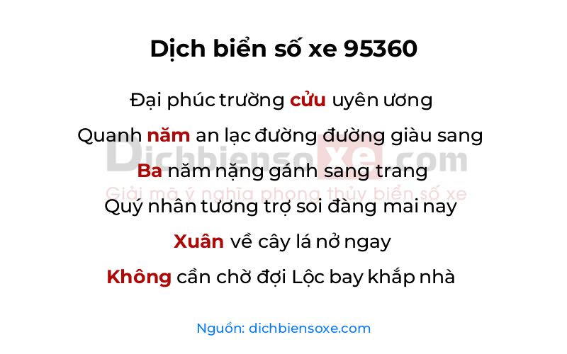 Dịch thơ biển số 95360