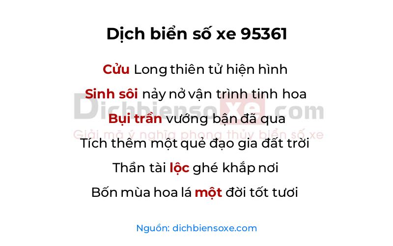 Dịch thơ biển số 95361