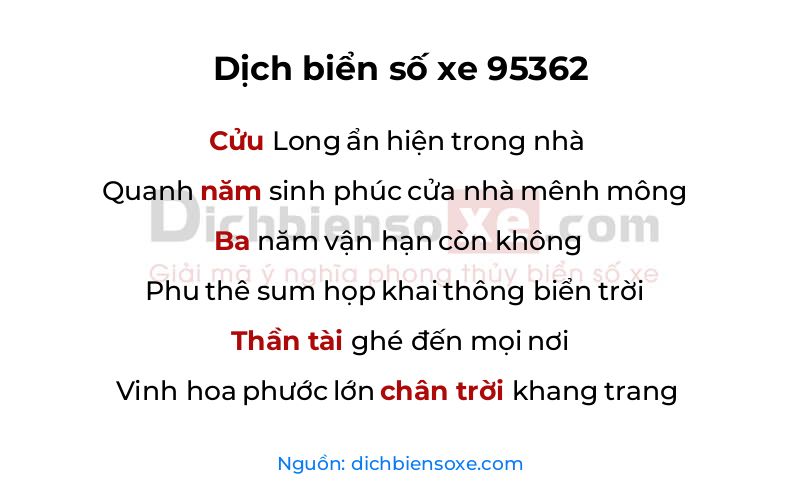 Dịch thơ biển số 95362
