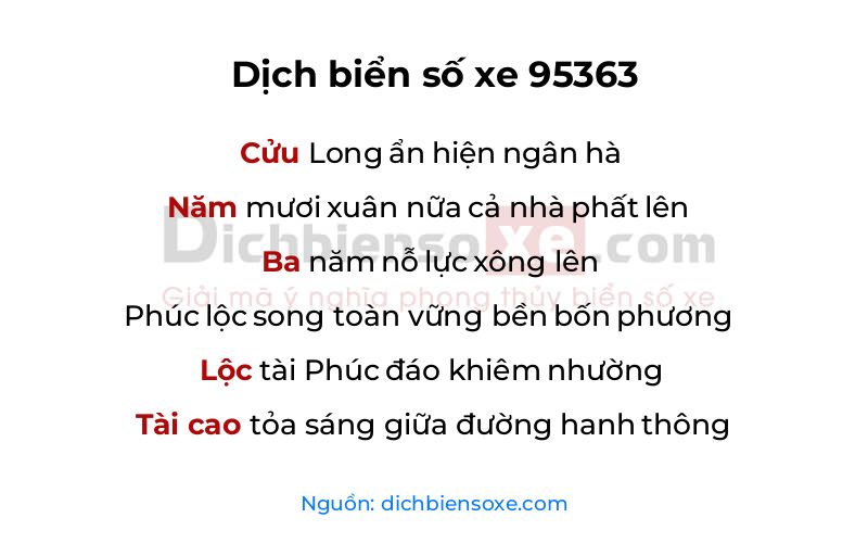 Dịch thơ biển số 95363