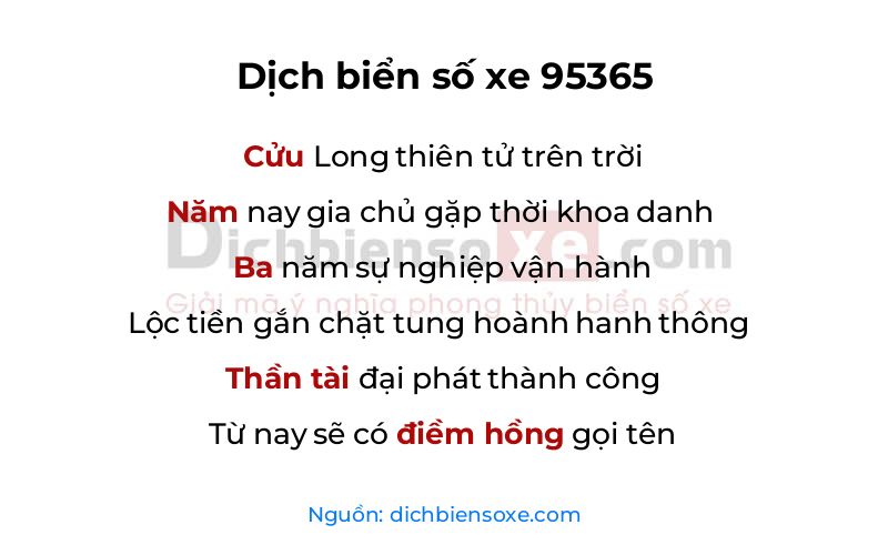 Dịch thơ biển số 95365