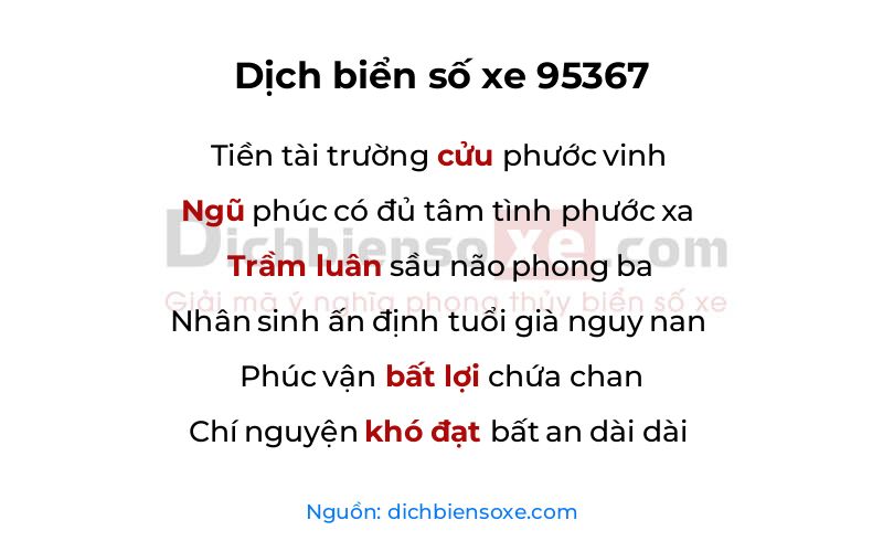 Dịch thơ biển số 95367