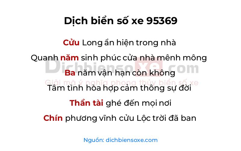 Dịch thơ biển số 95369