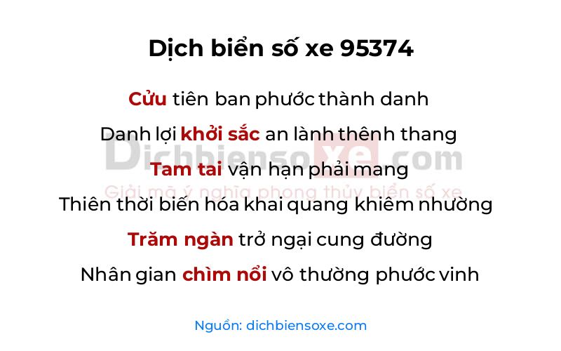 Dịch thơ biển số 95374