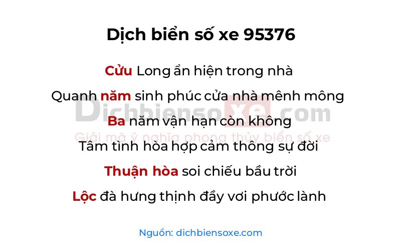 Dịch thơ biển số 95376