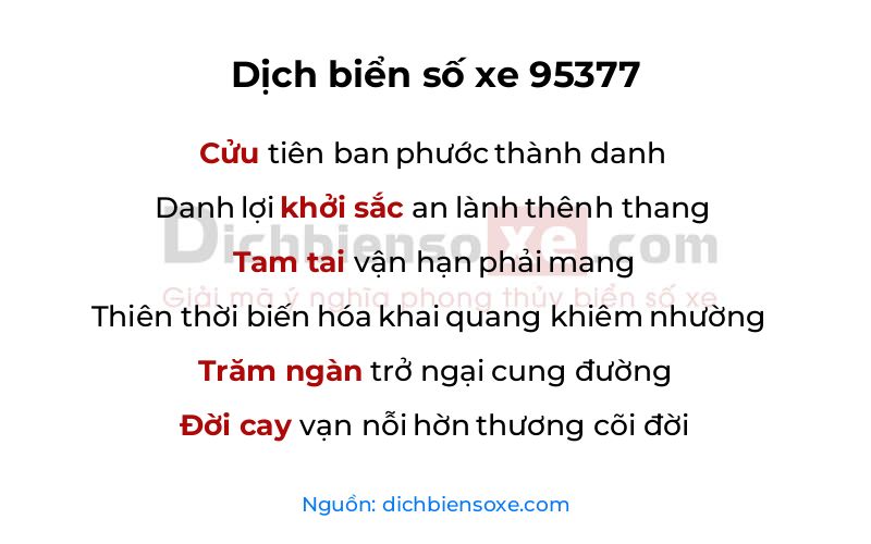 Dịch thơ biển số 95377