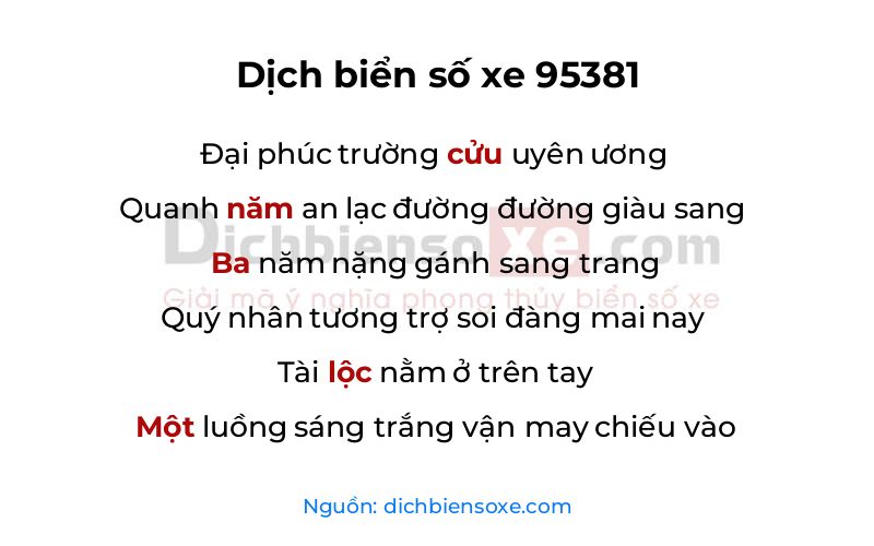 Dịch thơ biển số 95381