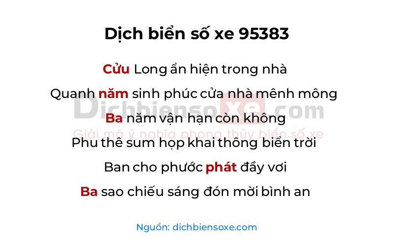 Dịch thơ biển số 95383